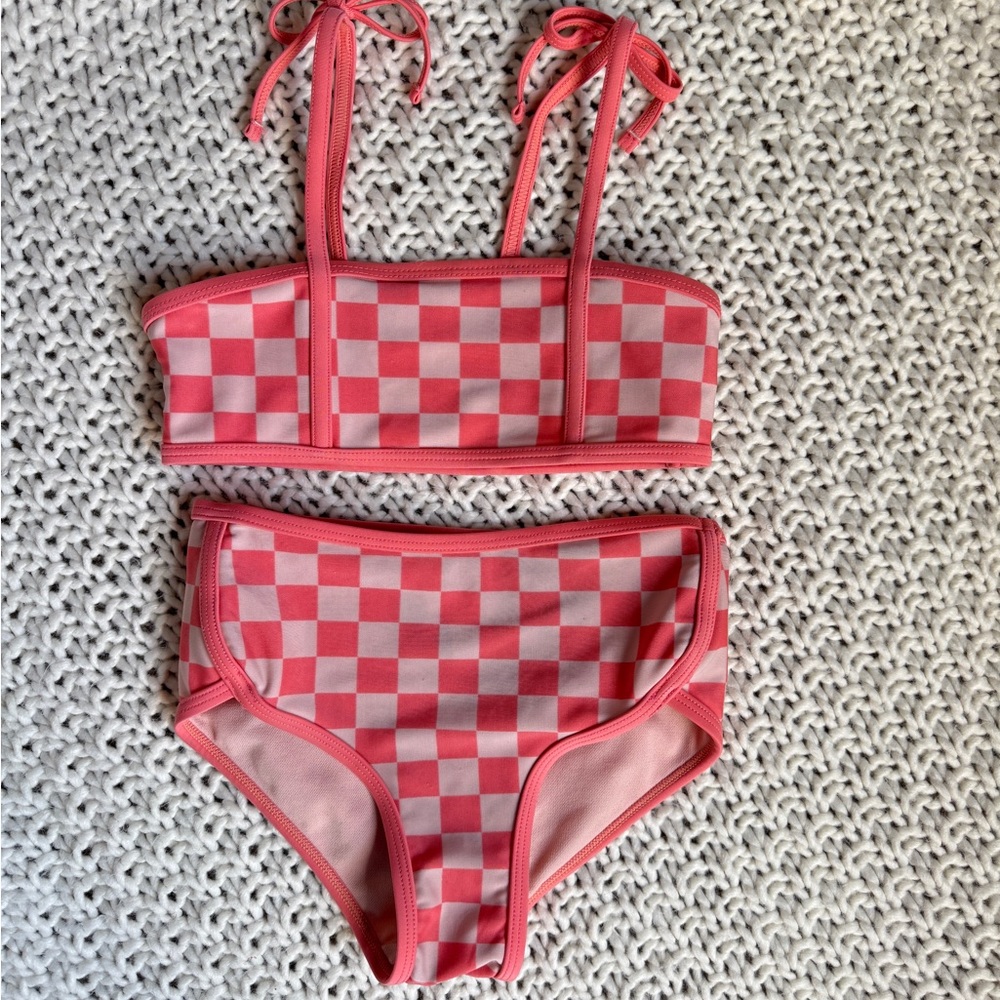 Pink Checkered Bikini Set